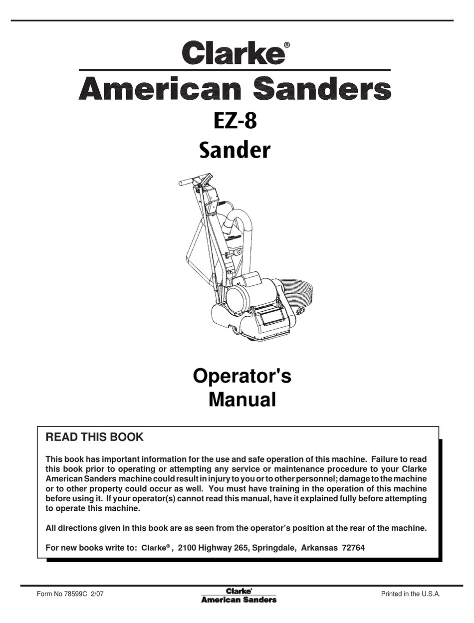 CLARKE EZ8 OPERATOR'S MANUAL Pdf Download ManualsLib