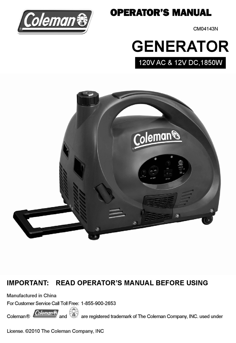 COLEMAN CM04143N OPERATOR'S MANUAL Pdf Download | ManualsLib