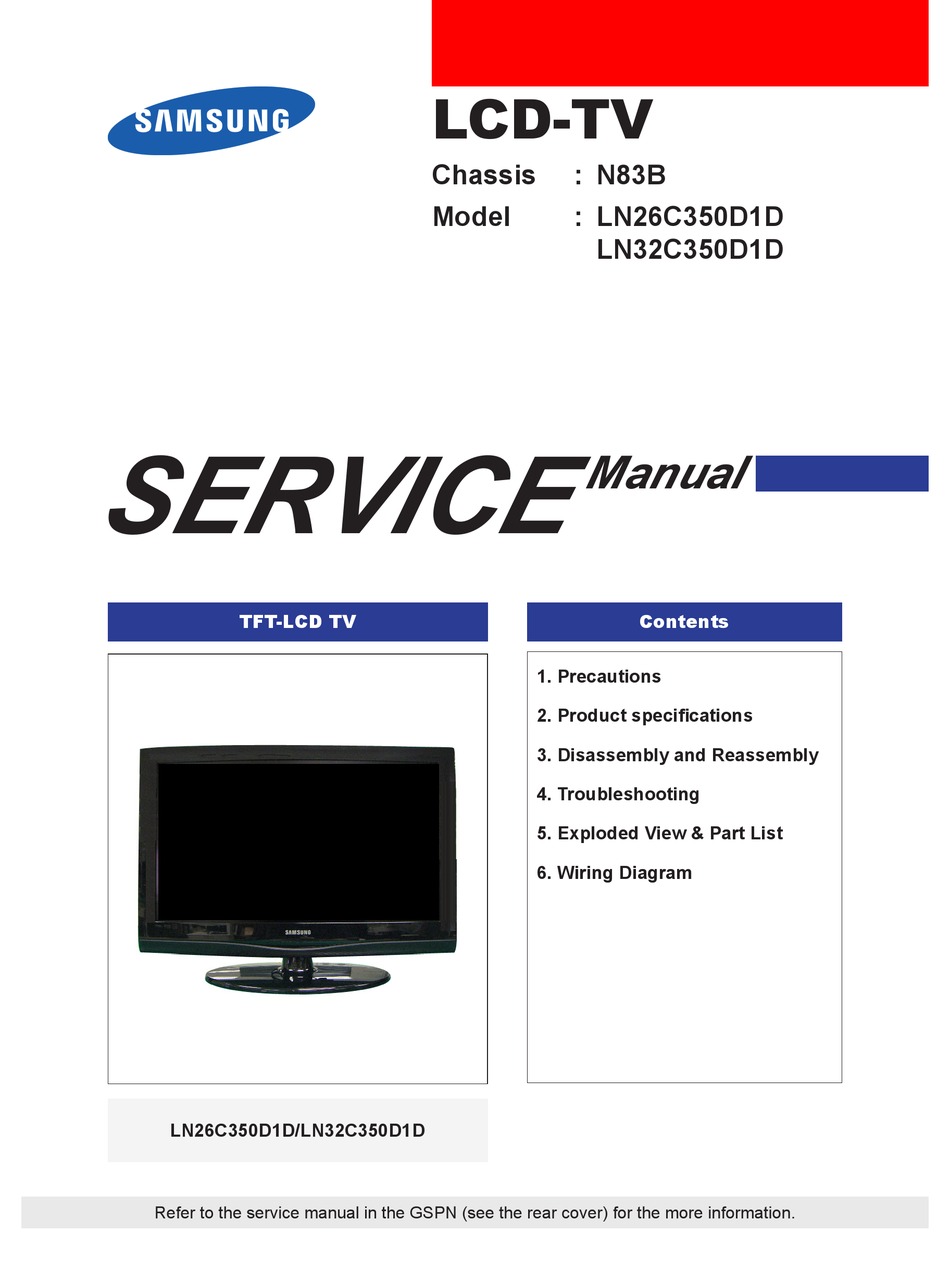 SAMSUNG LN26C350D1D SERVICE MANUAL Pdf Download | ManualsLib