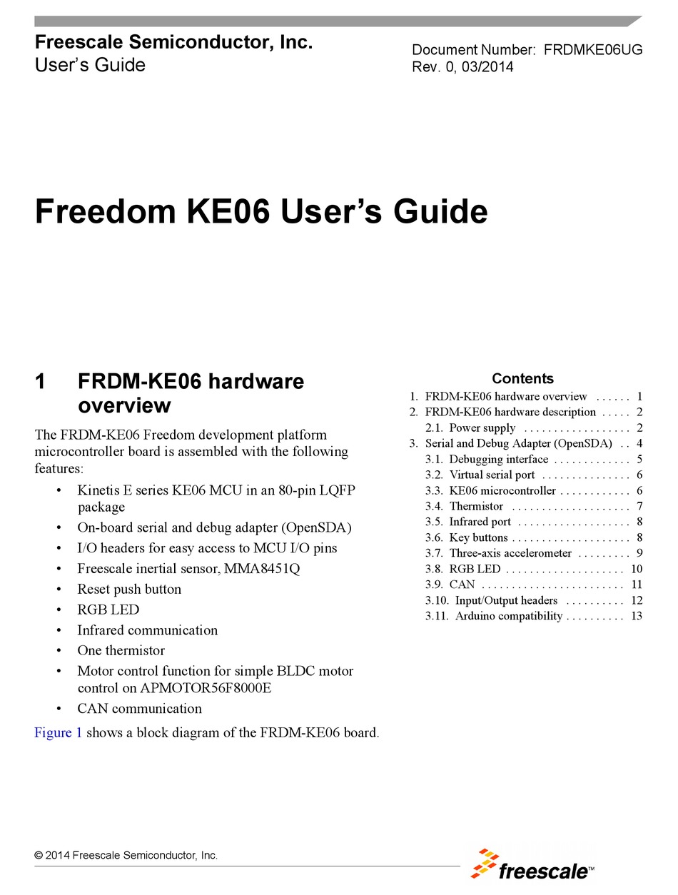 FREESCALE SEMICONDUCTOR FRDMKE06 USER MANUAL Pdf Download ManualsLib