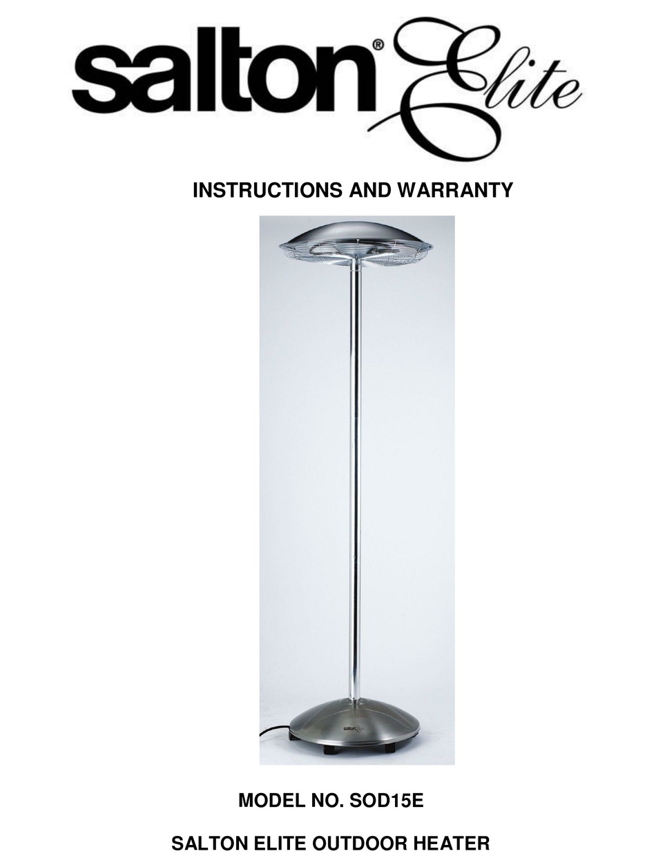 SALTON ELITE SOD15E INSTRUCTIONS AND WARRANTY Pdf Download ManualsLib