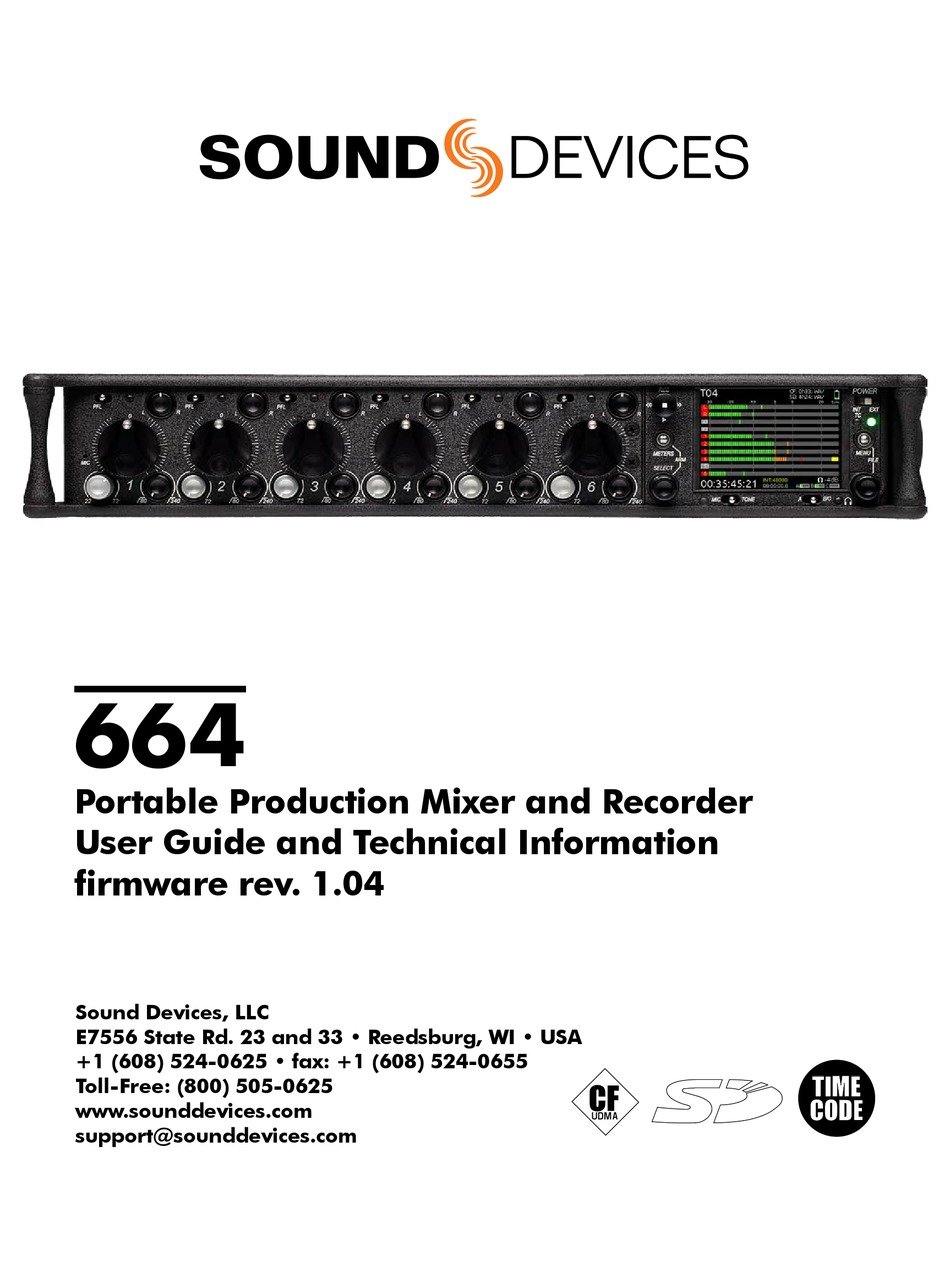 Sound Devices 633 Manual