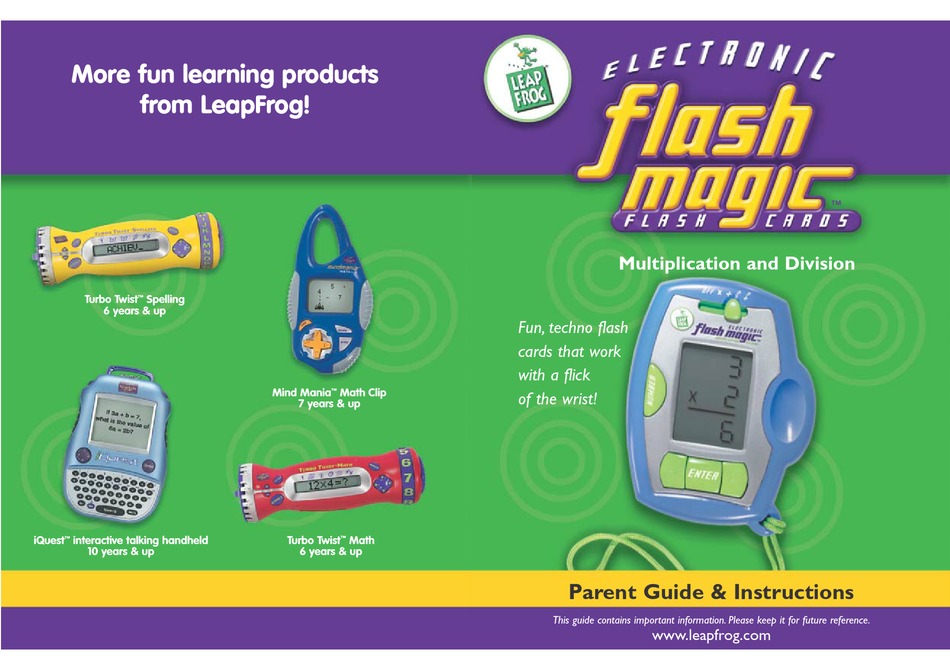 LEAPFROG ELECTRONIC FLASH MAGIC PARENT MANUAL & INSTRUCTIONS Pdf Download