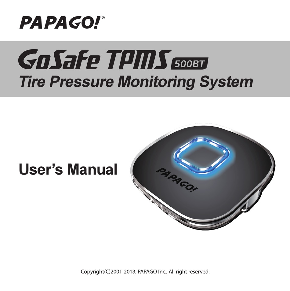 PAPAGO GOSAFE TPMS 500BT USER MANUAL Pdf Download ManualsLib