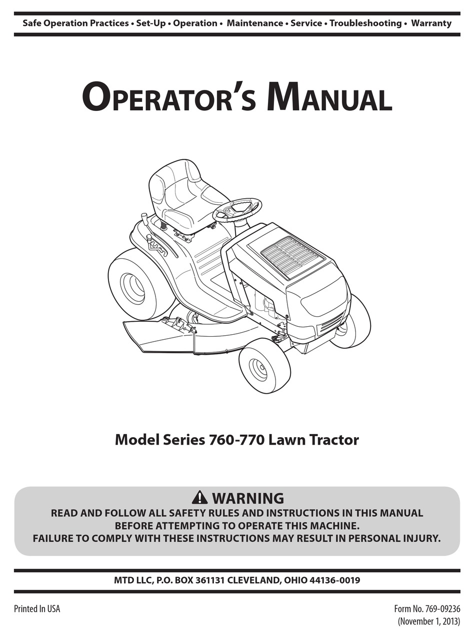Mtd Series 760 770 Owners Manual Pdf Download Manualslib