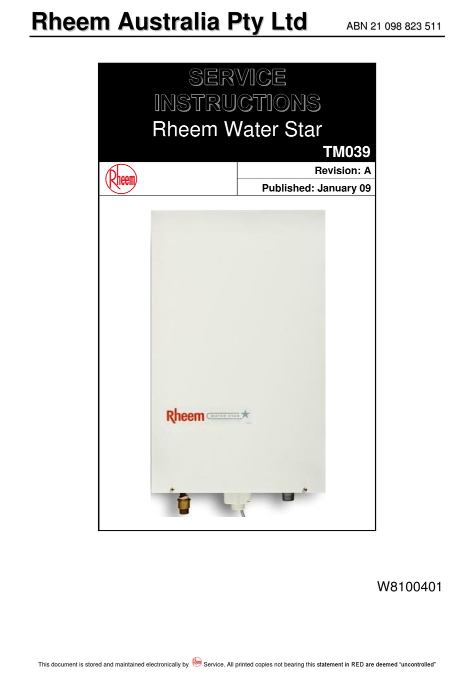 RHEEM TM039 SERVICE INSTRUCTIONS MANUAL Pdf Download | ManualsLib