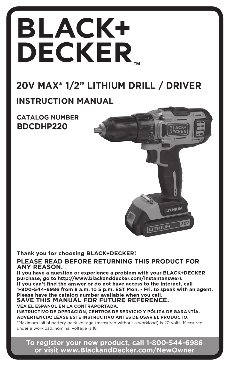 BLACK DECKER BDCDHP220 INSTRUCTION MANUAL Pdf Download ManualsLib