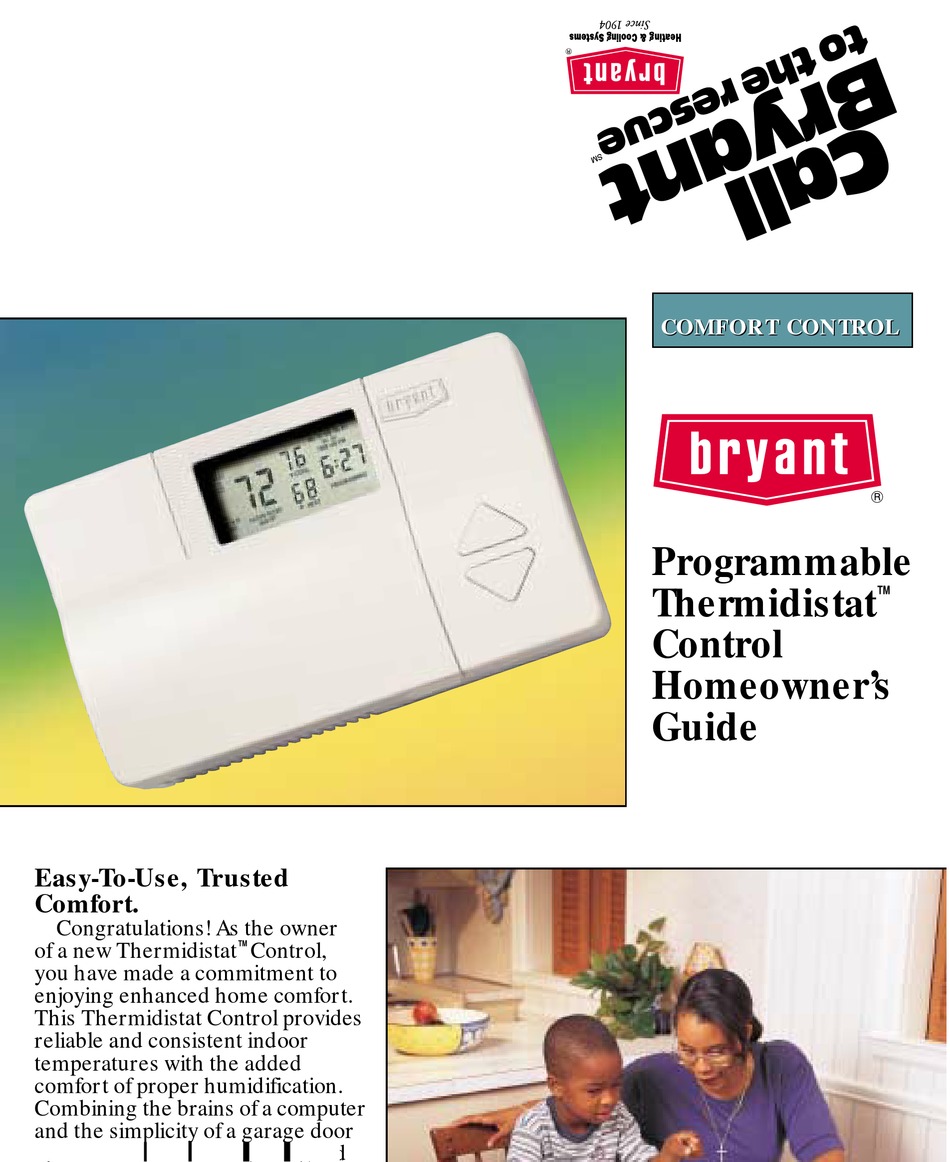 BRYANT PROGRAMMABLE THERMIDISTAT OWNER'S MANUAL Pdf Download | ManualsLib