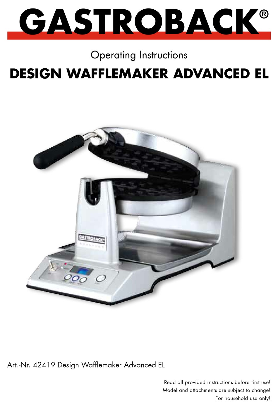 GASTROBACK 42419 OPERATING INSTRUCTIONS MANUAL Pdf Download ManualsLib