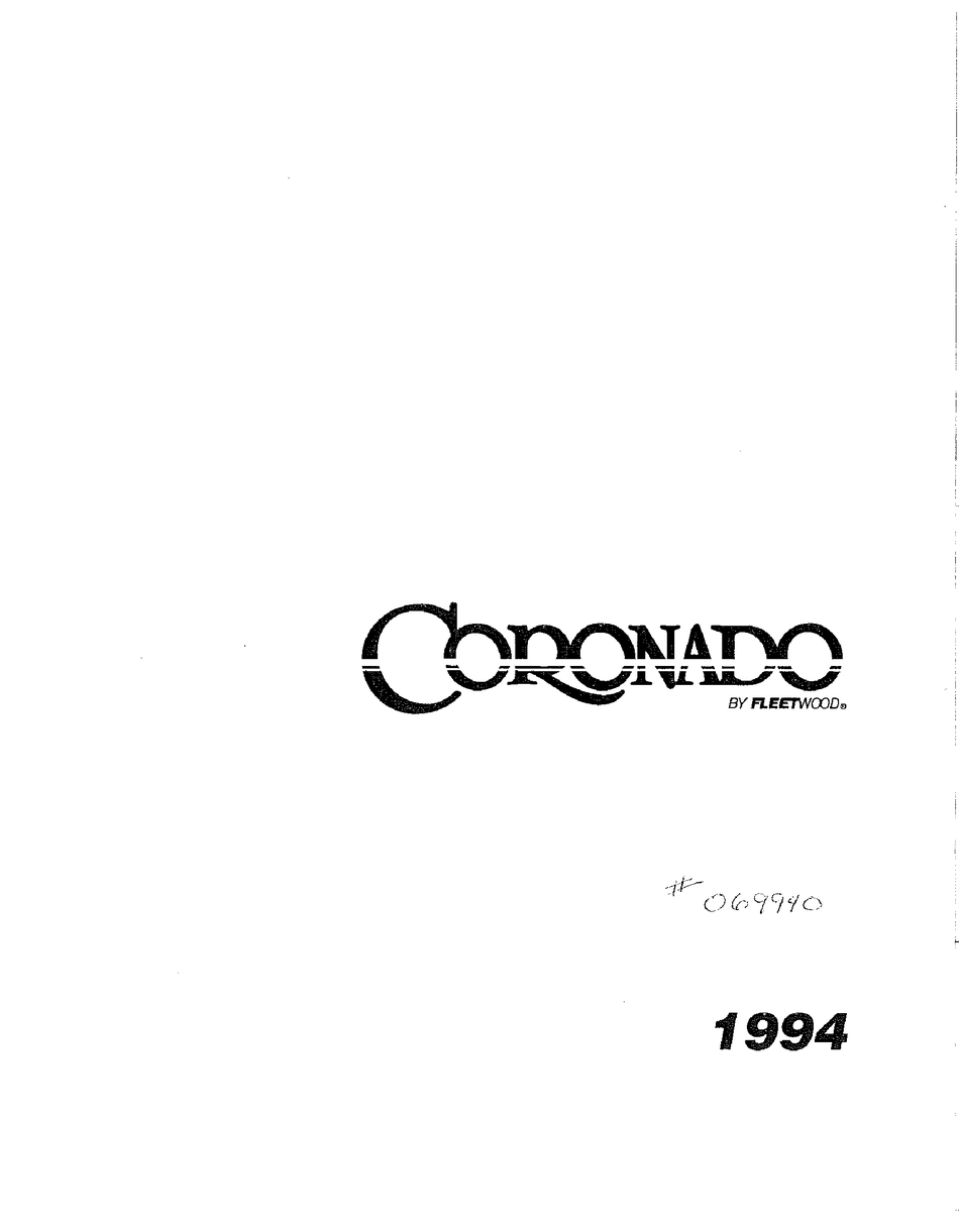 Fleetwood Coronado 1994 Owner S Manual