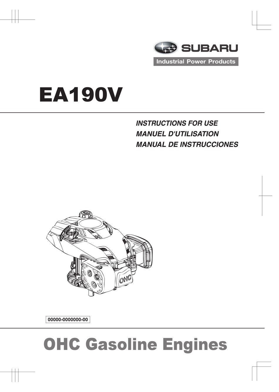 Subaru ea190v инструкция