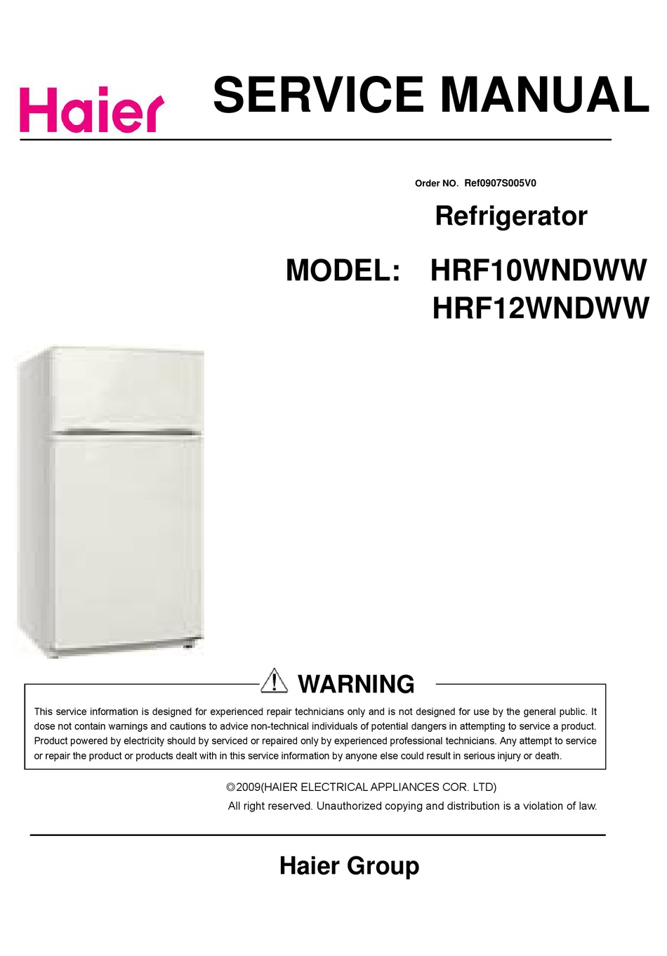 Haier Hrf10wndww Service Manual Pdf Download Manualslib