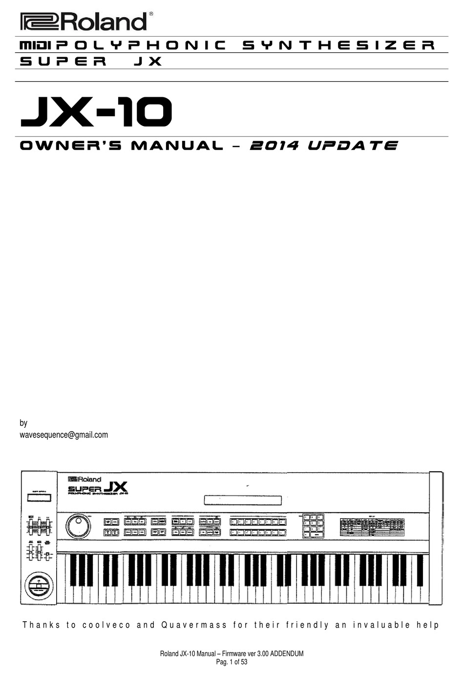 ROLAND SUPER JX10 OWNER'S MANUAL Pdf Download ManualsLib