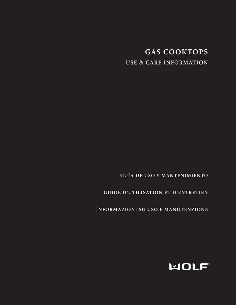 WOLF GAS COOKTOPS USE & CARE INFORMATION MANUAL Pdf Download ManualsLib