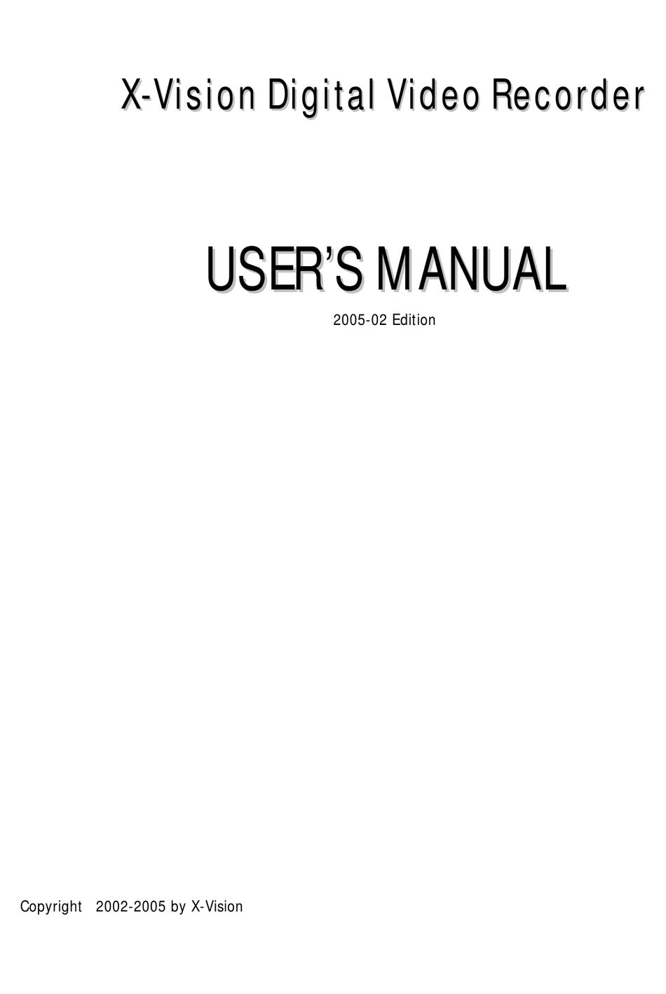 XVISION DIGITAL VIDEO RECORDER USER MANUAL Pdf Download ManualsLib