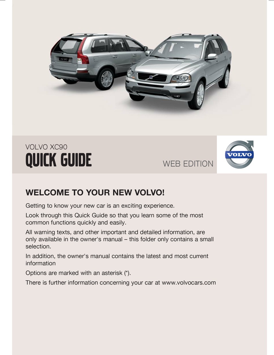 VOLVO XC90 QUICK MANUAL Pdf Download ManualsLib