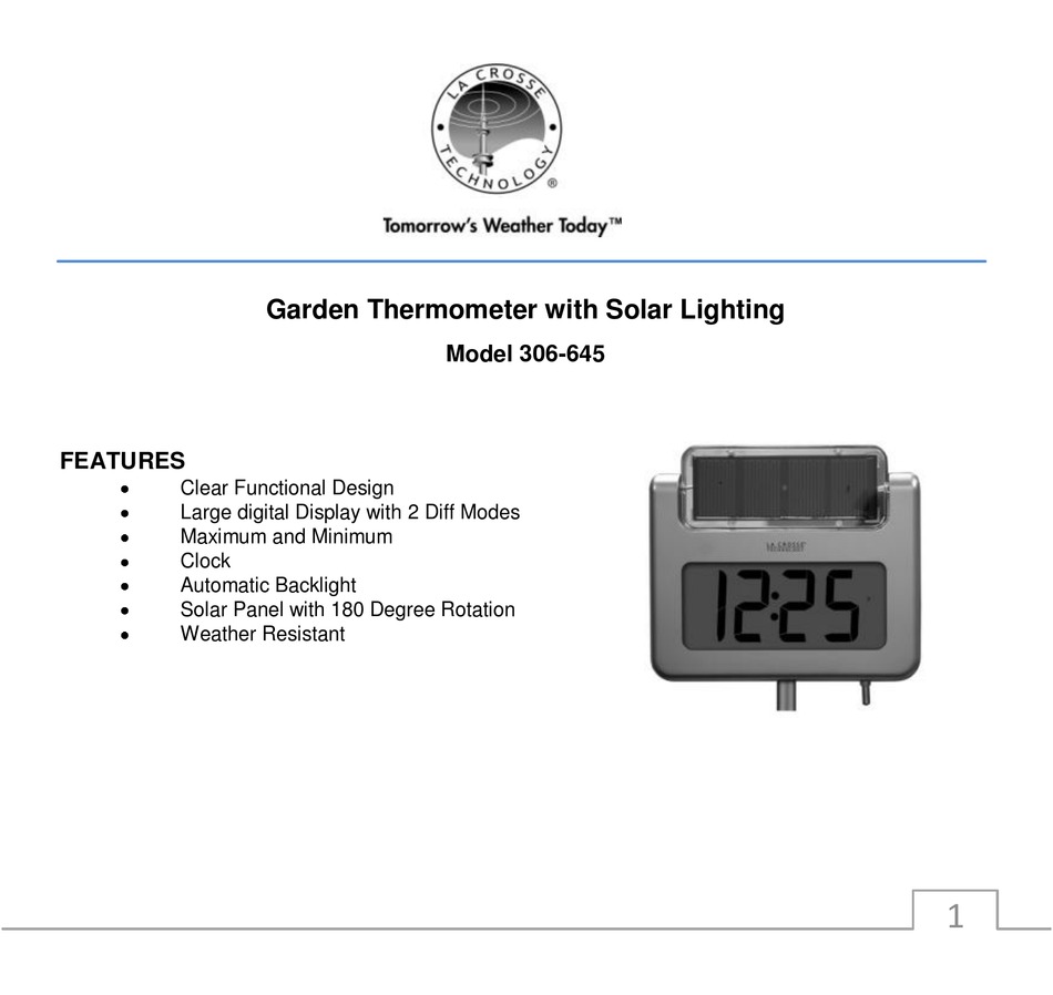 LA CROSSE TECHNOLOGY 306645 SETUP INSTRUCTIONS Pdf Download ManualsLib