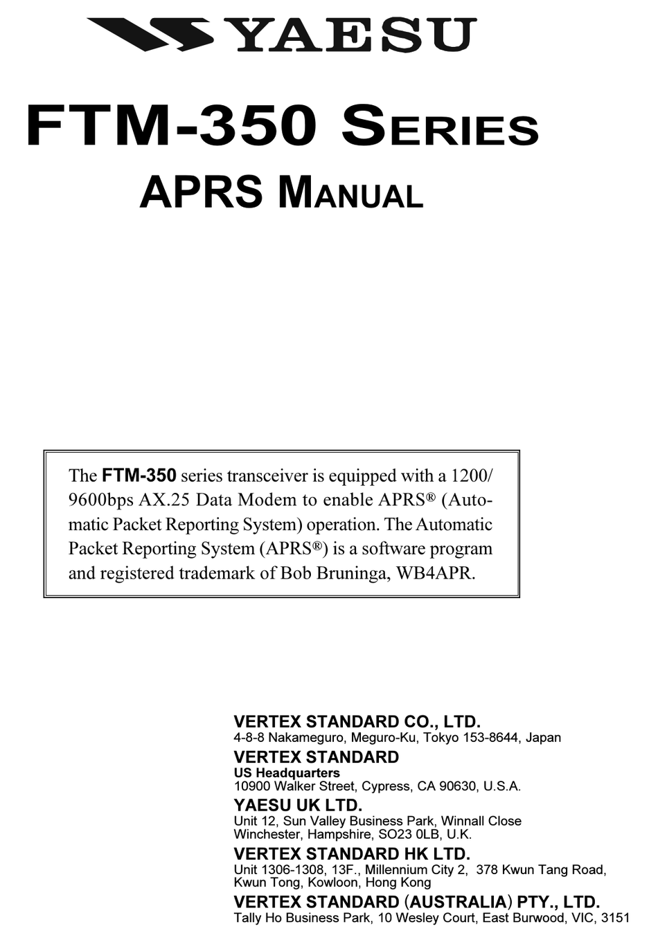 Yaesu Ftm 350 Series Manual Pdf Download Manualslib