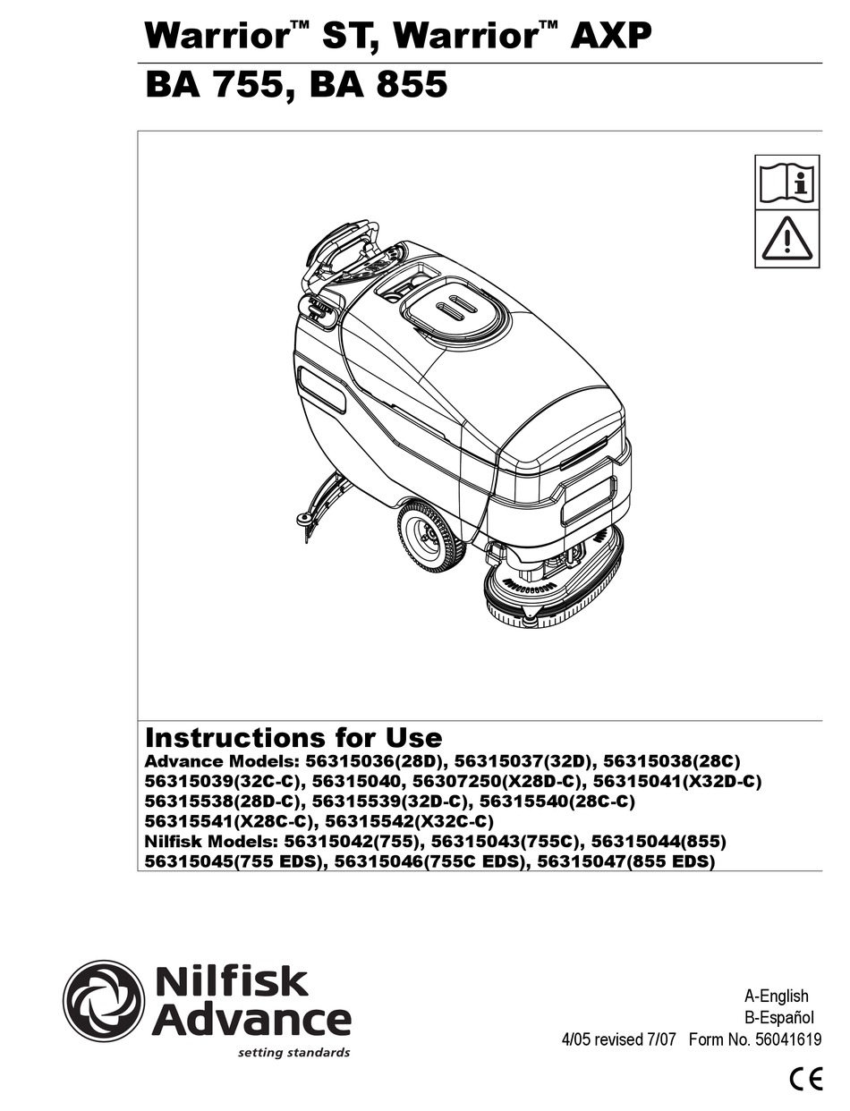 Nilfisk Advance Warrior St Instructions For Use Manual Pdf Download Manualslib