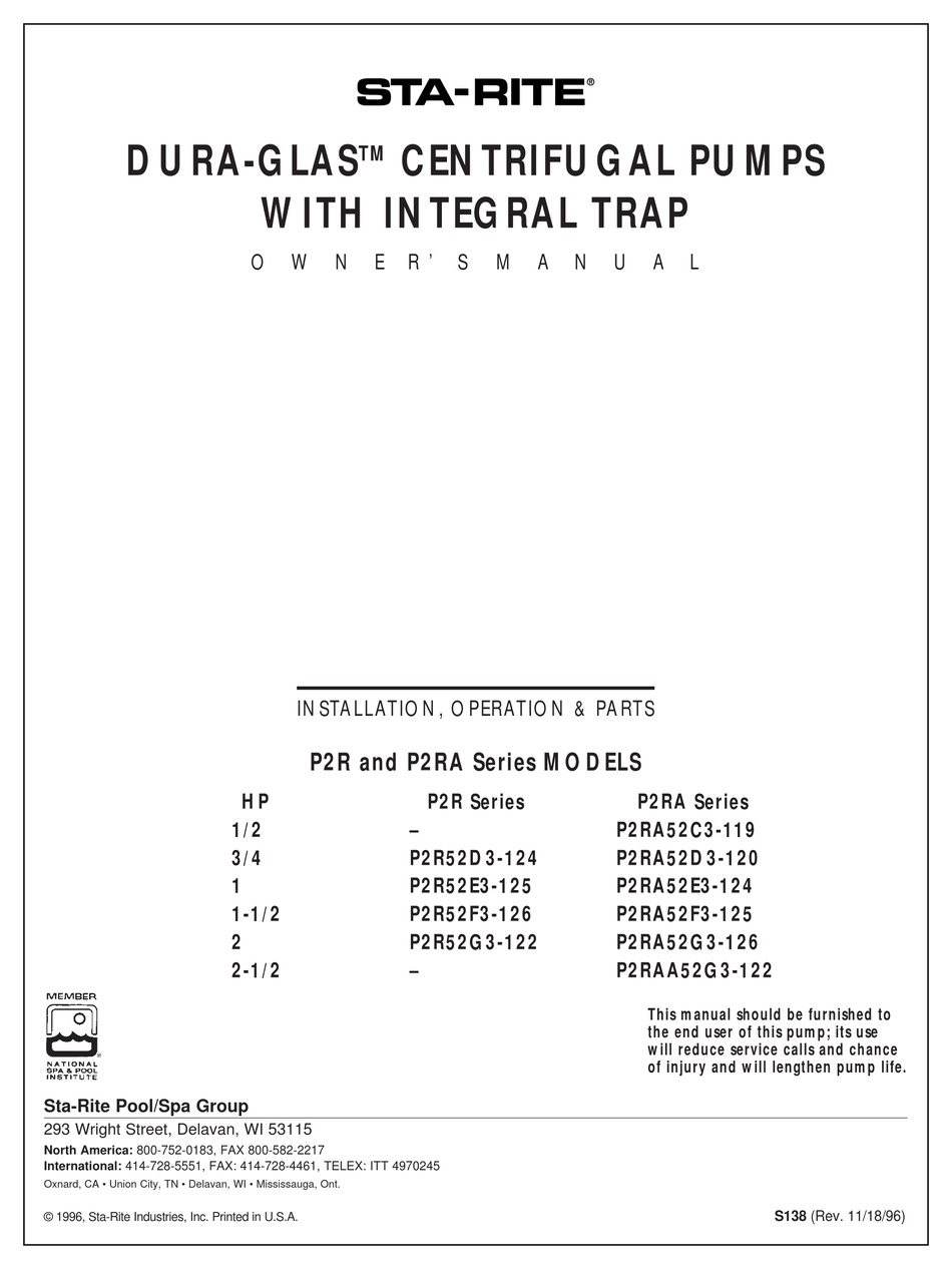 Sta Rite Dura Glas Owner S Manual Pdf Download Manualslib Sta Rite Dura Glas Owner S Manual Pdf Download Manualslib