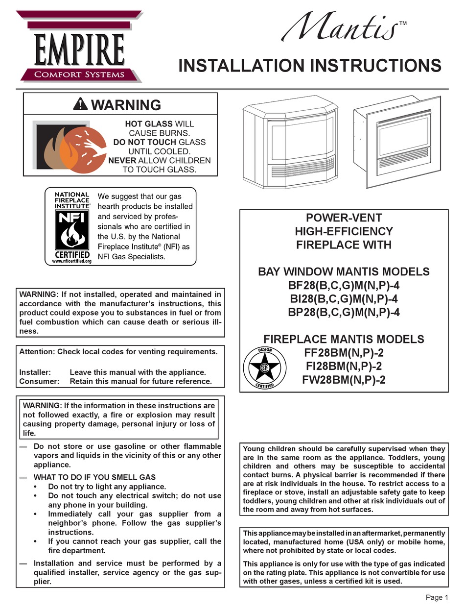 EMPIRE COMFORT SYSTEMS BF28BMN-4 INSTALLATION INSTRUCTIONS MANUAL Pdf ...