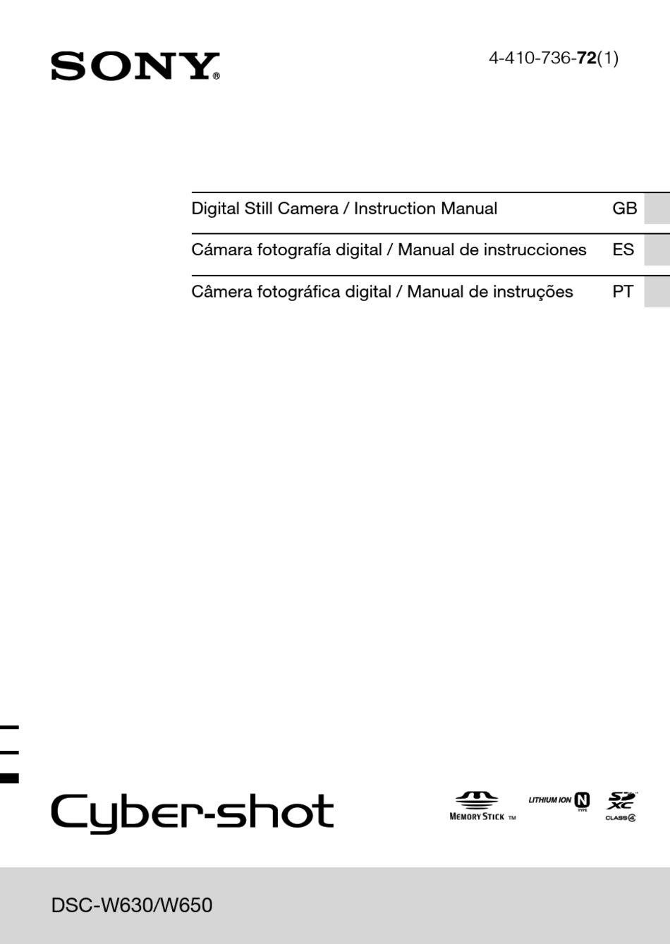 SONY CYBERSHOT DSCW650 INSTRUCTION MANUAL Pdf Download ManualsLib