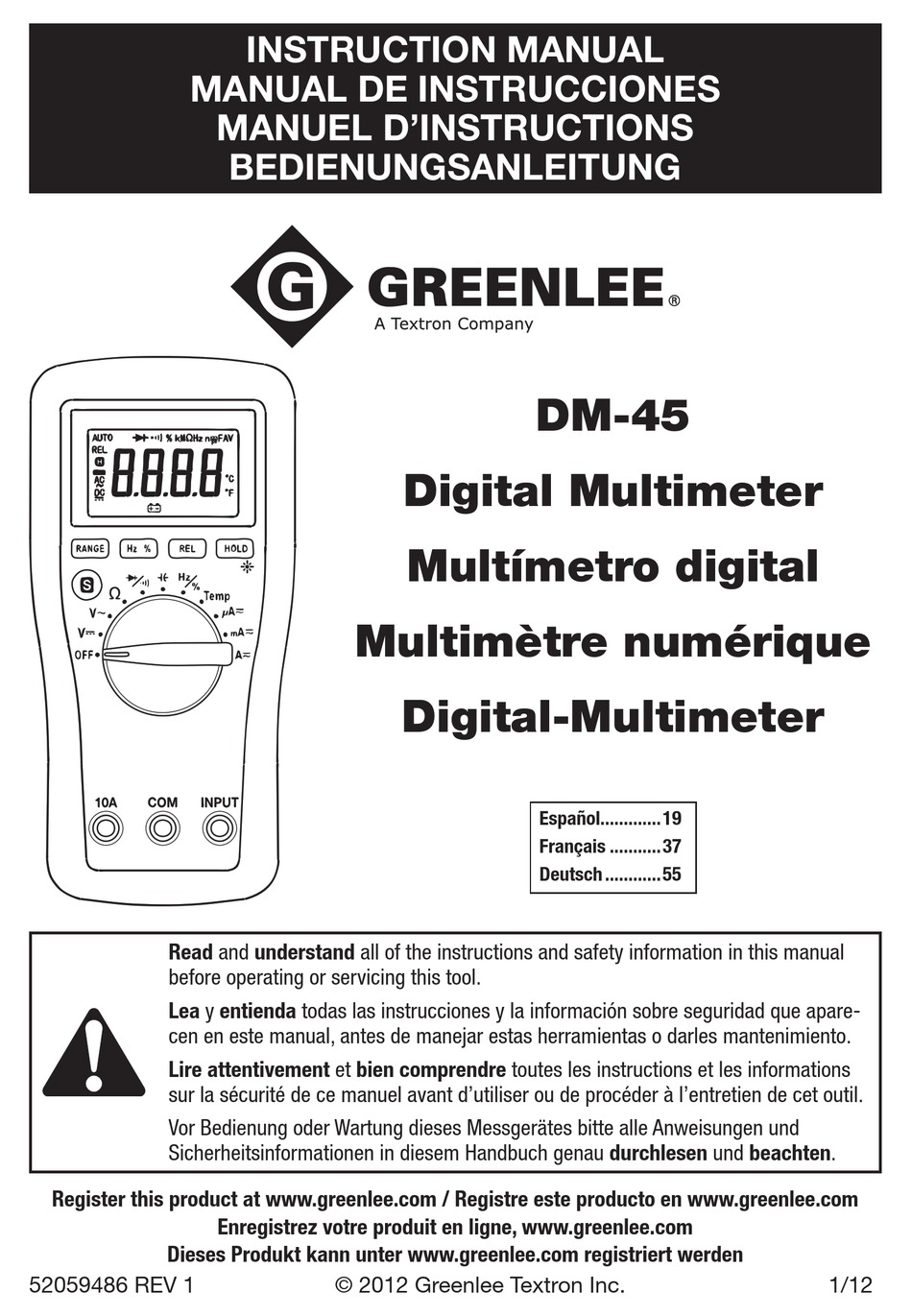 GREENLEE DM-45 INSTRUCTION MANUAL Pdf Download | ManualsLib