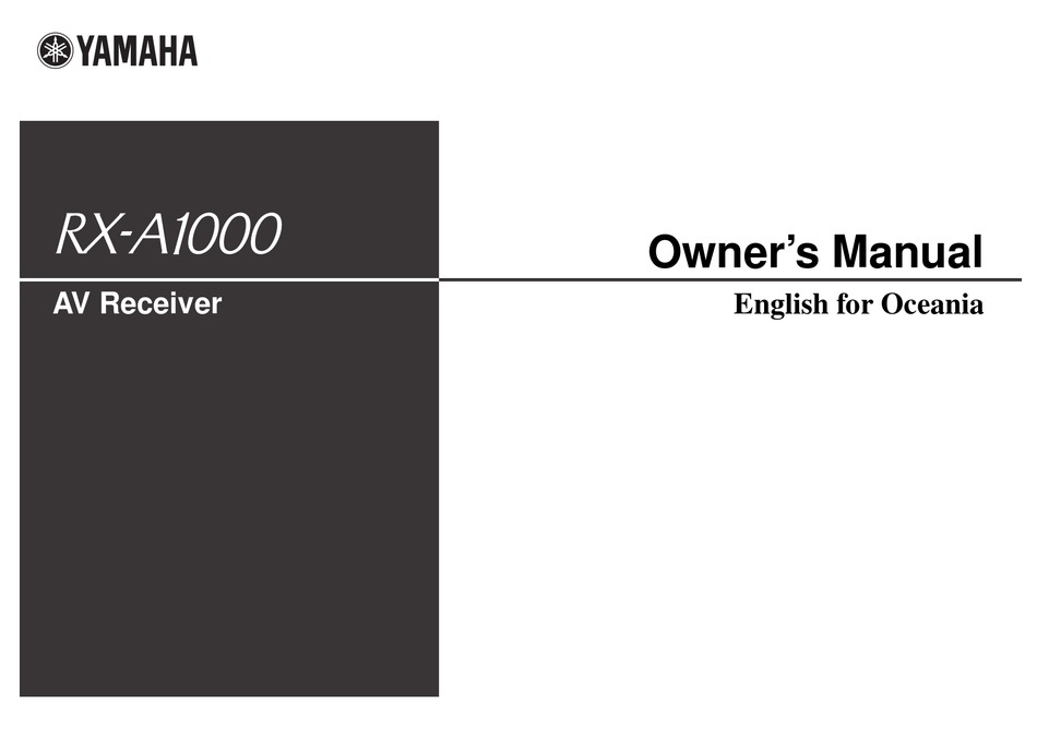 YAMAHA RX-A1000 OWNER'S MANUAL Pdf Download | ManualsLib