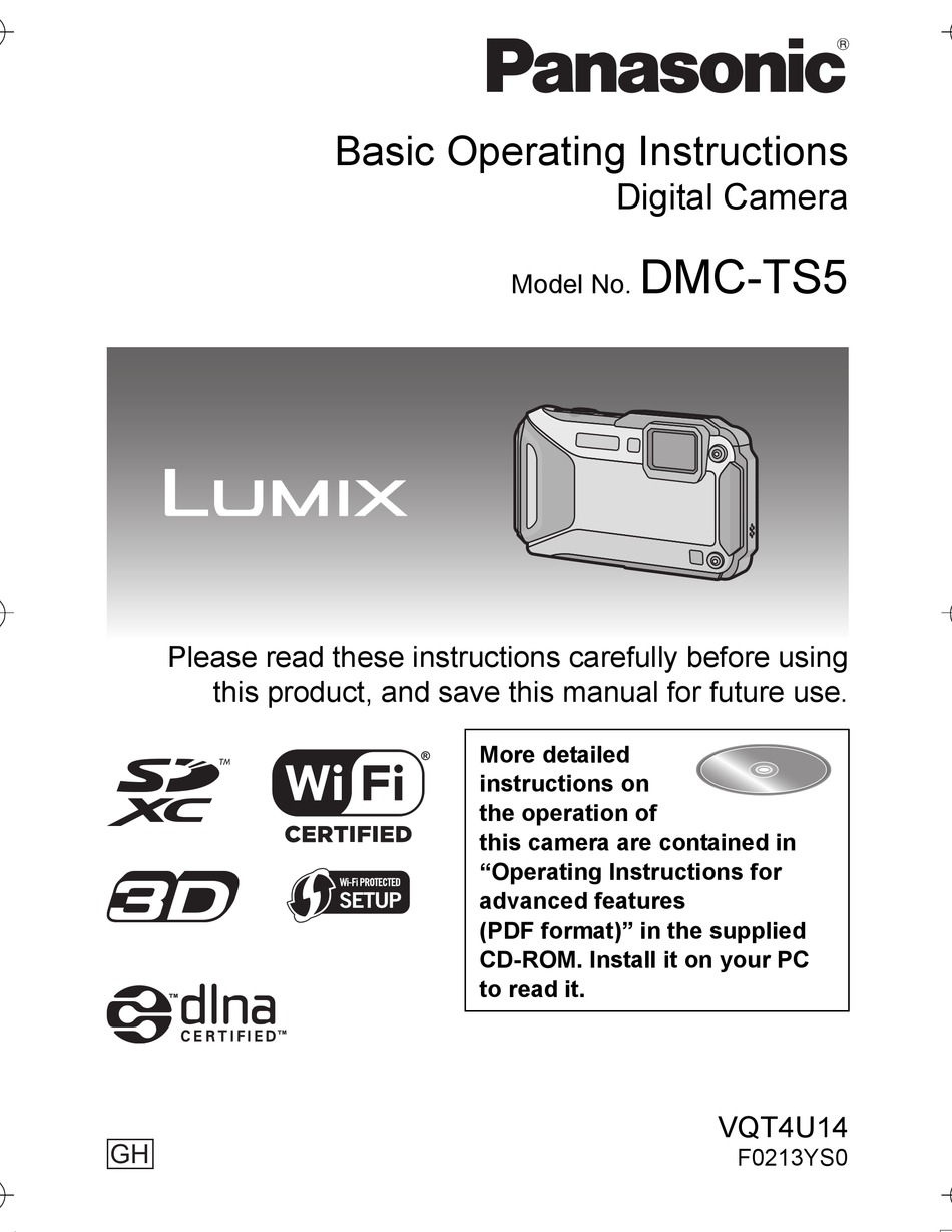 PANASONIC LUMIX DMC-TS5 BASIC OPERATING INSTRUCTIONS MANUAL Pdf