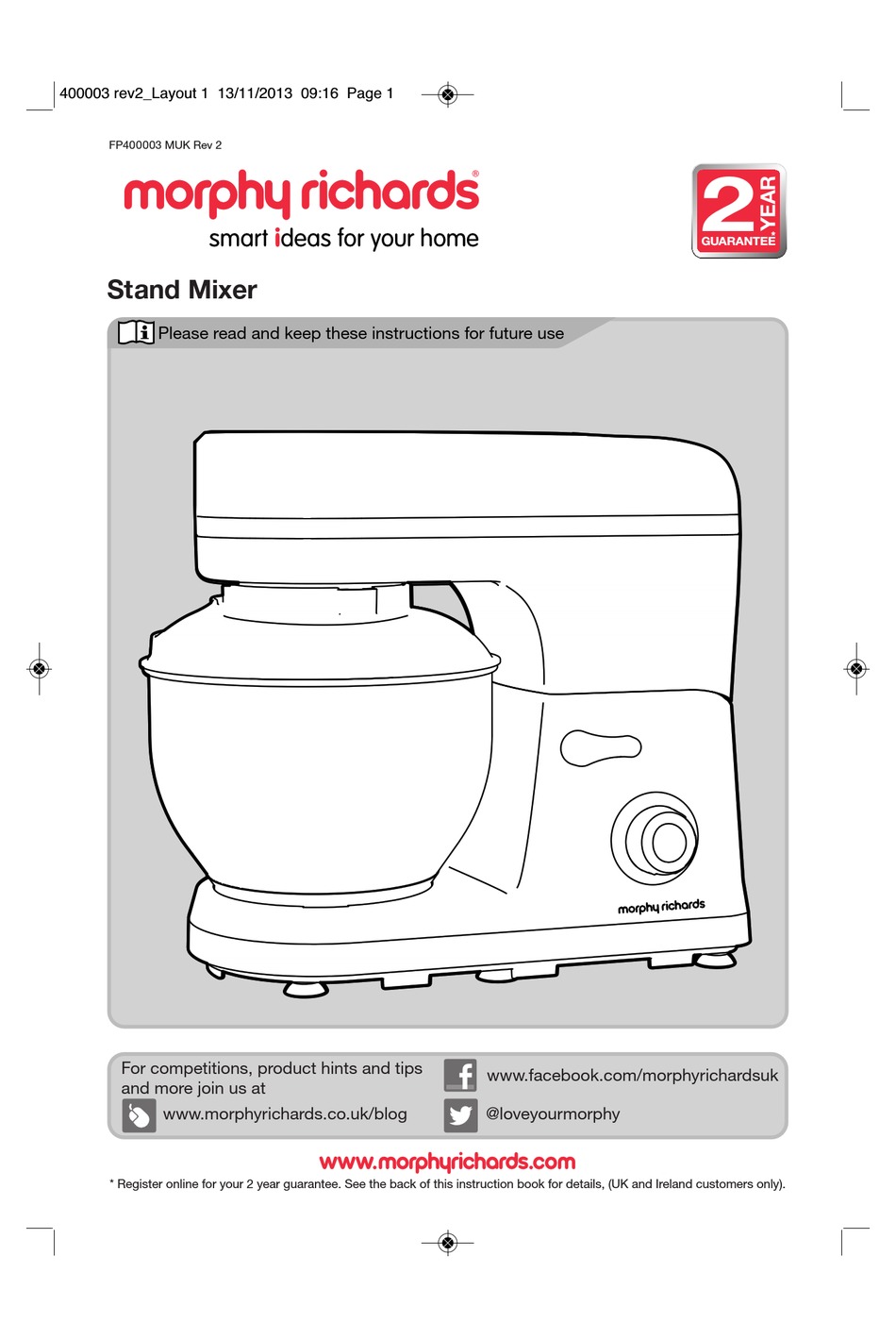 MORPHY RICHARDS 400004 INSTRUCTION BOOK Pdf Download | ManualsLib