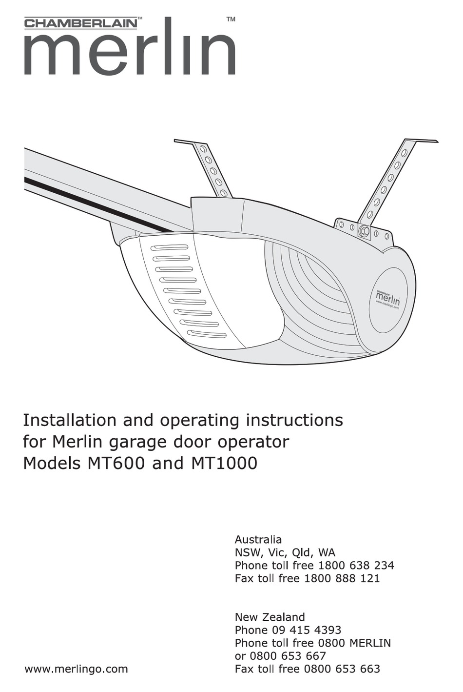 Merlin Mt600 Installation And Operating Instructions Manual Pdf Download Manualslib