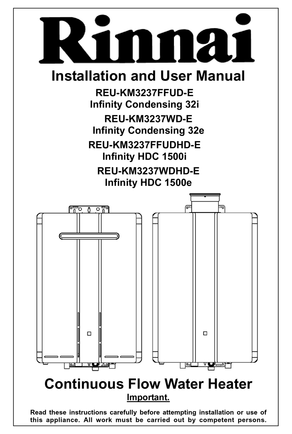 RINNAI REU-KM3237FFUD-E INSTALLATION AND USER MANUAL Pdf Download |  ManualsLib