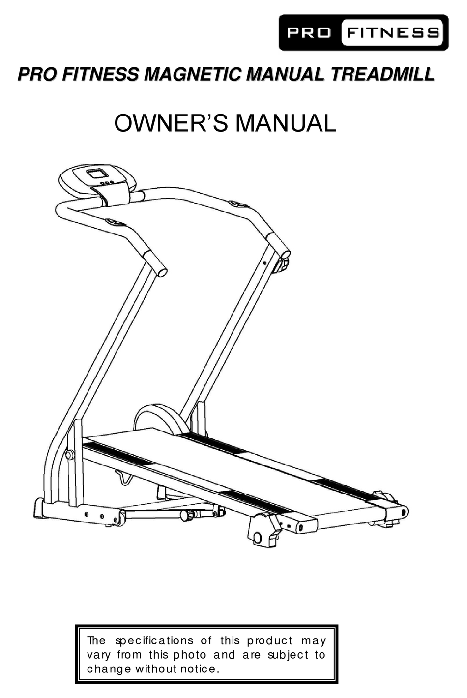 Pro fitness treadmill online manual