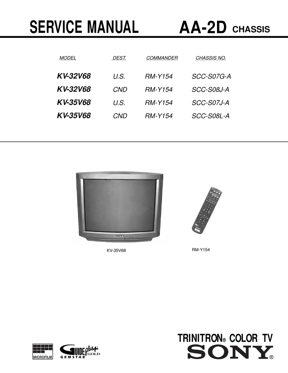 SONY TRINITRON KV-32V68 SERVICE MANUAL Pdf Download | ManualsLib