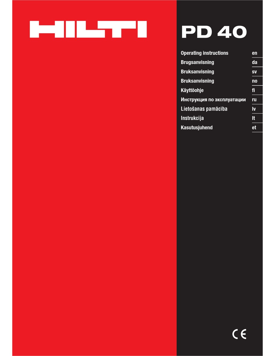 HILTI PD 40 OPERATING INSTRUCTIONS MANUAL Pdf Download | ManualsLib