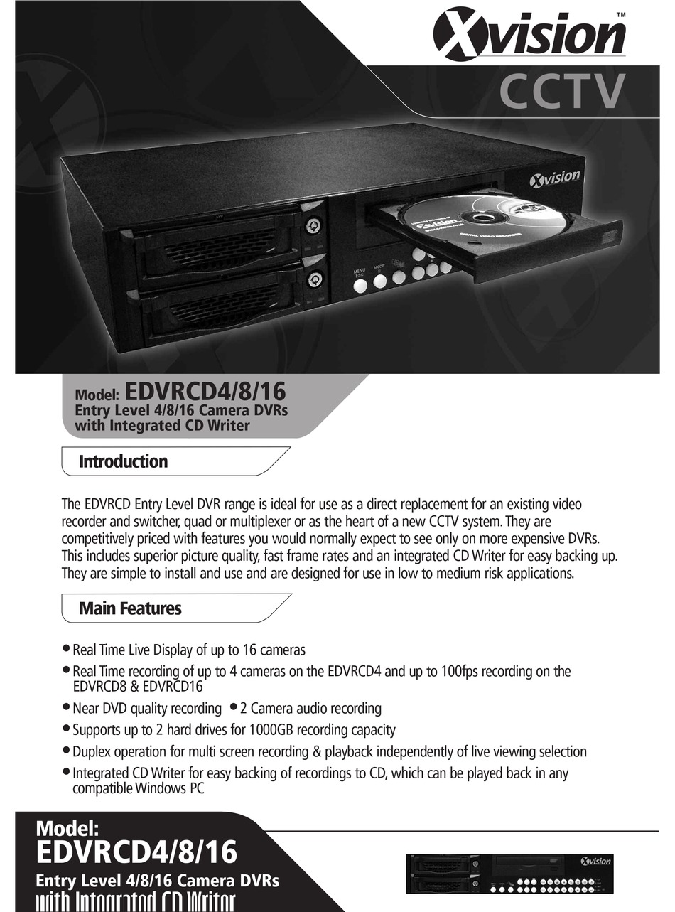 XVISION EDVRCD4 USER MANUAL Pdf Download ManualsLib