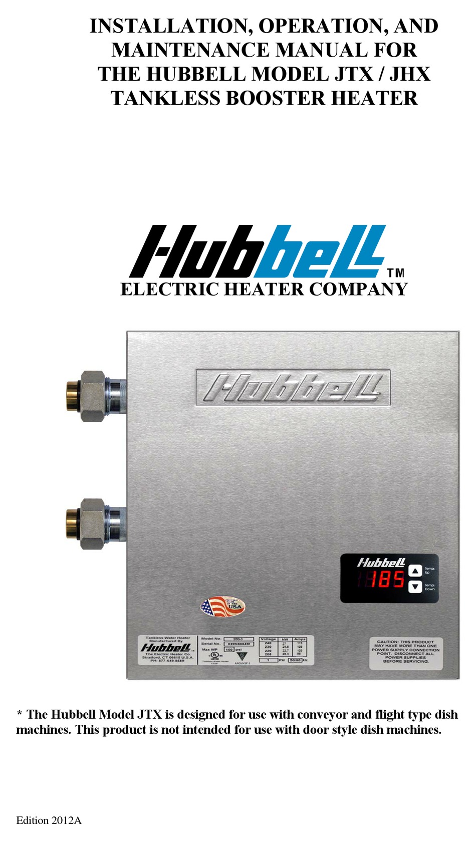 HUBBELL JHX INSTALLATION, OPERATION AND MAINTENANCE MANUAL Pdf Download ManualsLib