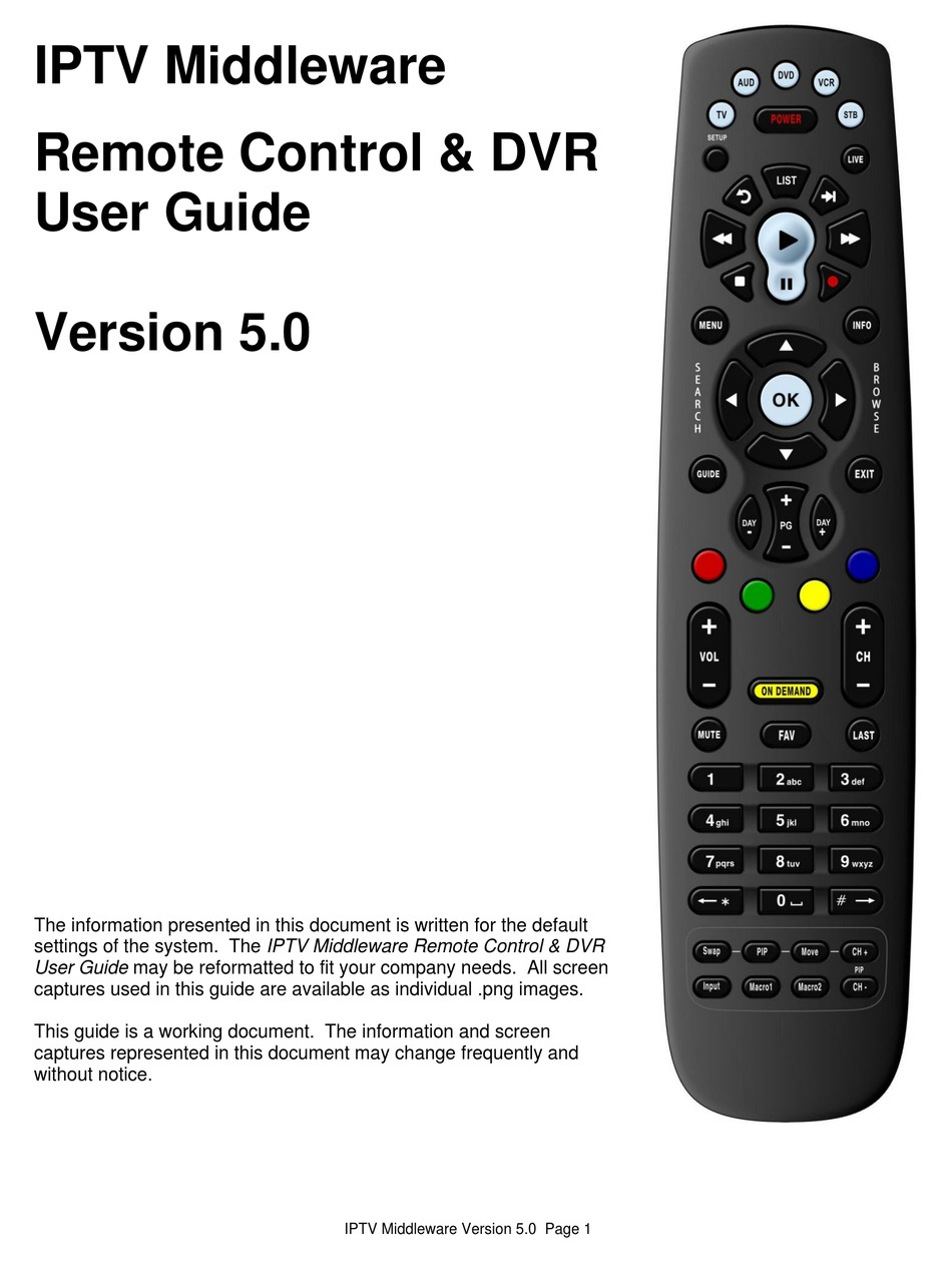 IPTV MIDDLEWARE REMOTE CONTROL & DVR USER MANUAL Pdf Download ManualsLib