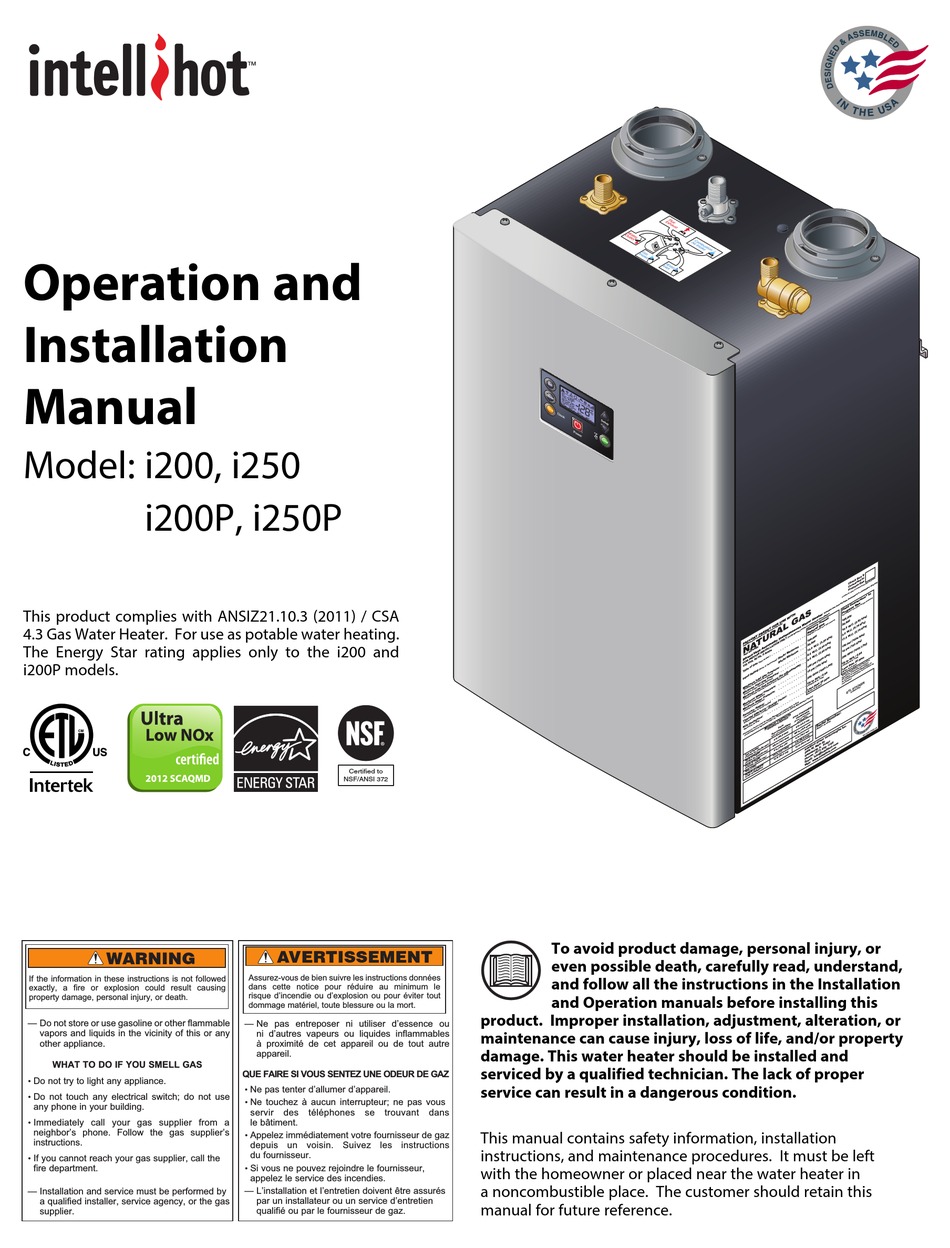 INTELLIHOT I200 OPERATION AND INSTALLATION MANUAL Pdf Download ManualsLib