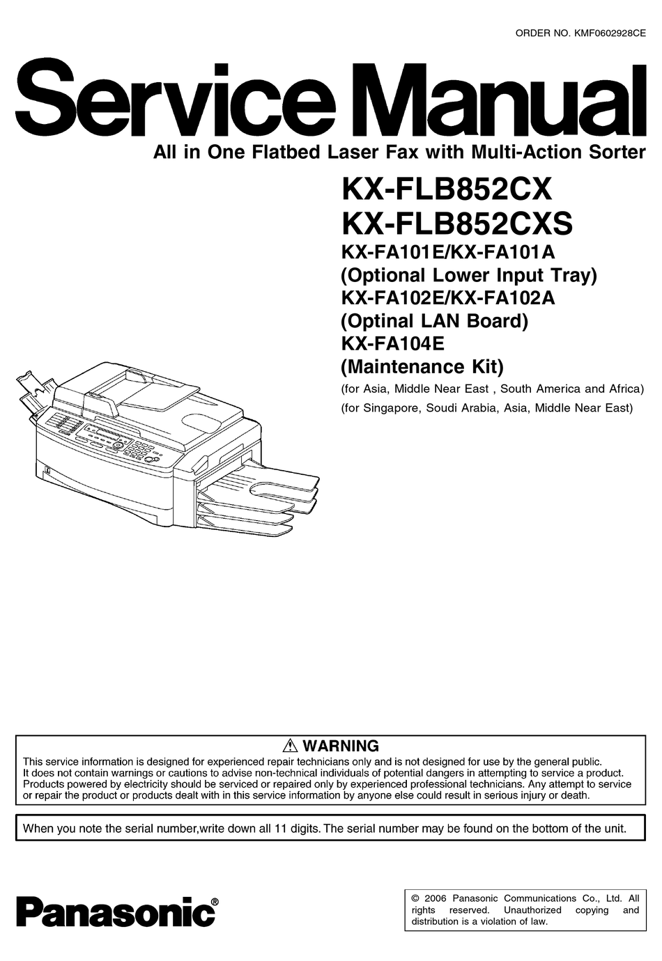 PANASONIC KX-FLB852CX SERVICE MANUAL Pdf Download | ManualsLib