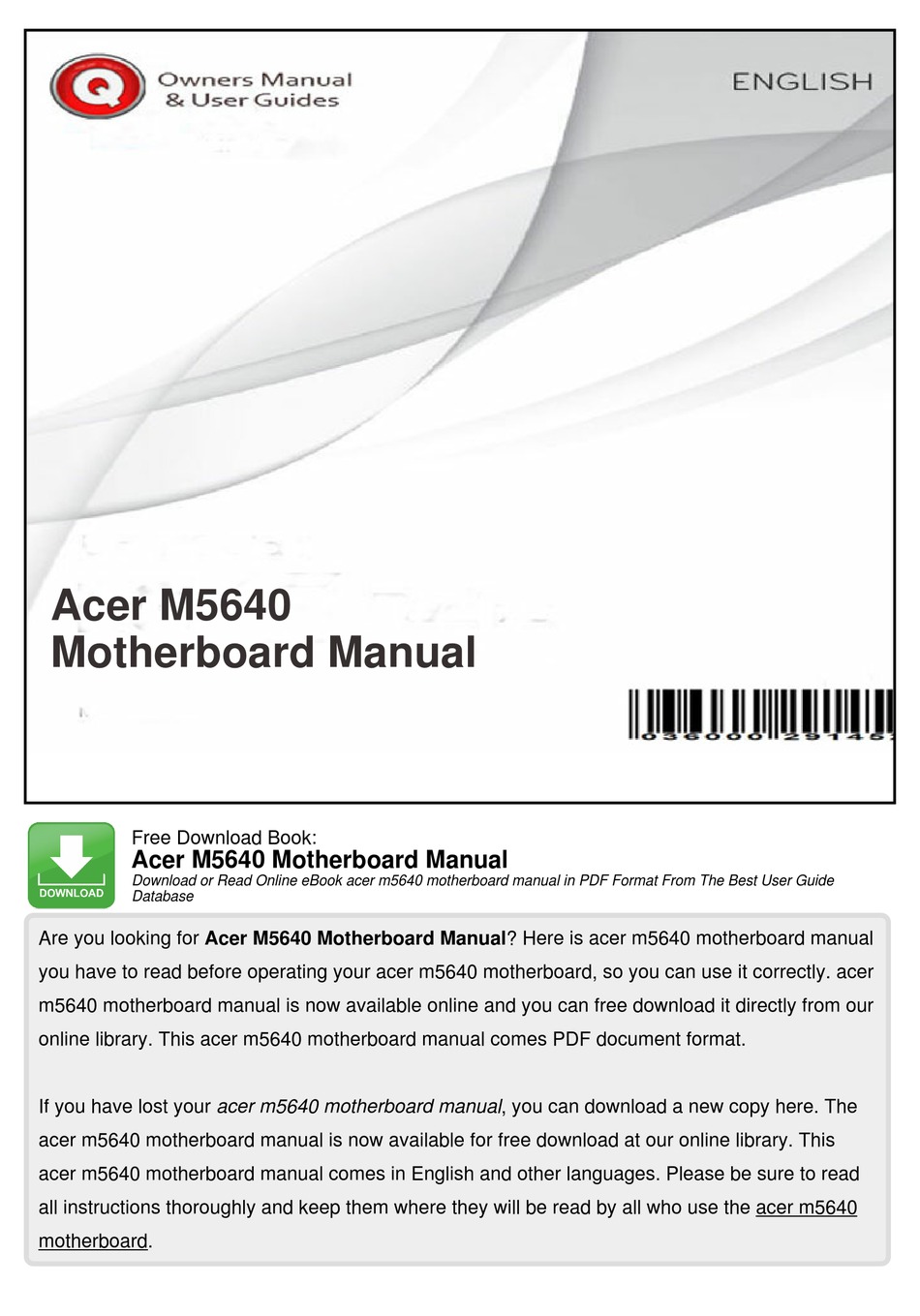 Acer M5640 Manual Pdf Download Manualslib