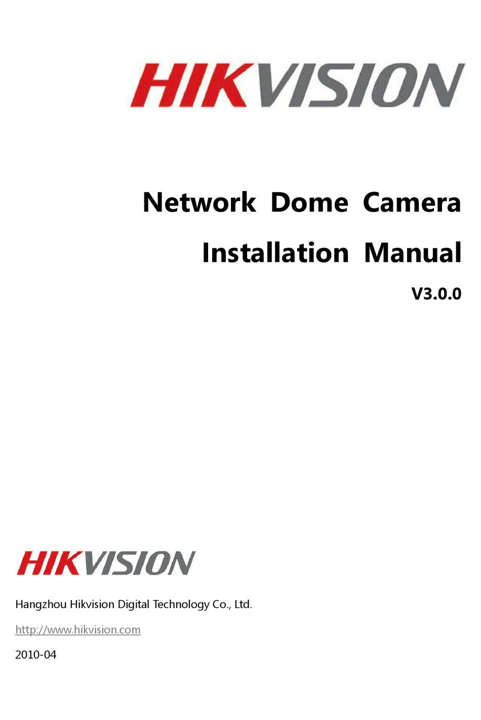 HIKVISION NETWORK DOME CAMERA INSTALLATION MANUAL Pdf Download | ManualsLib