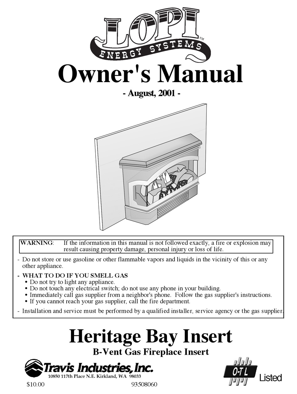 LOPI HERITAGE BAY INSERT OWNER'S MANUAL Pdf Download ManualsLib