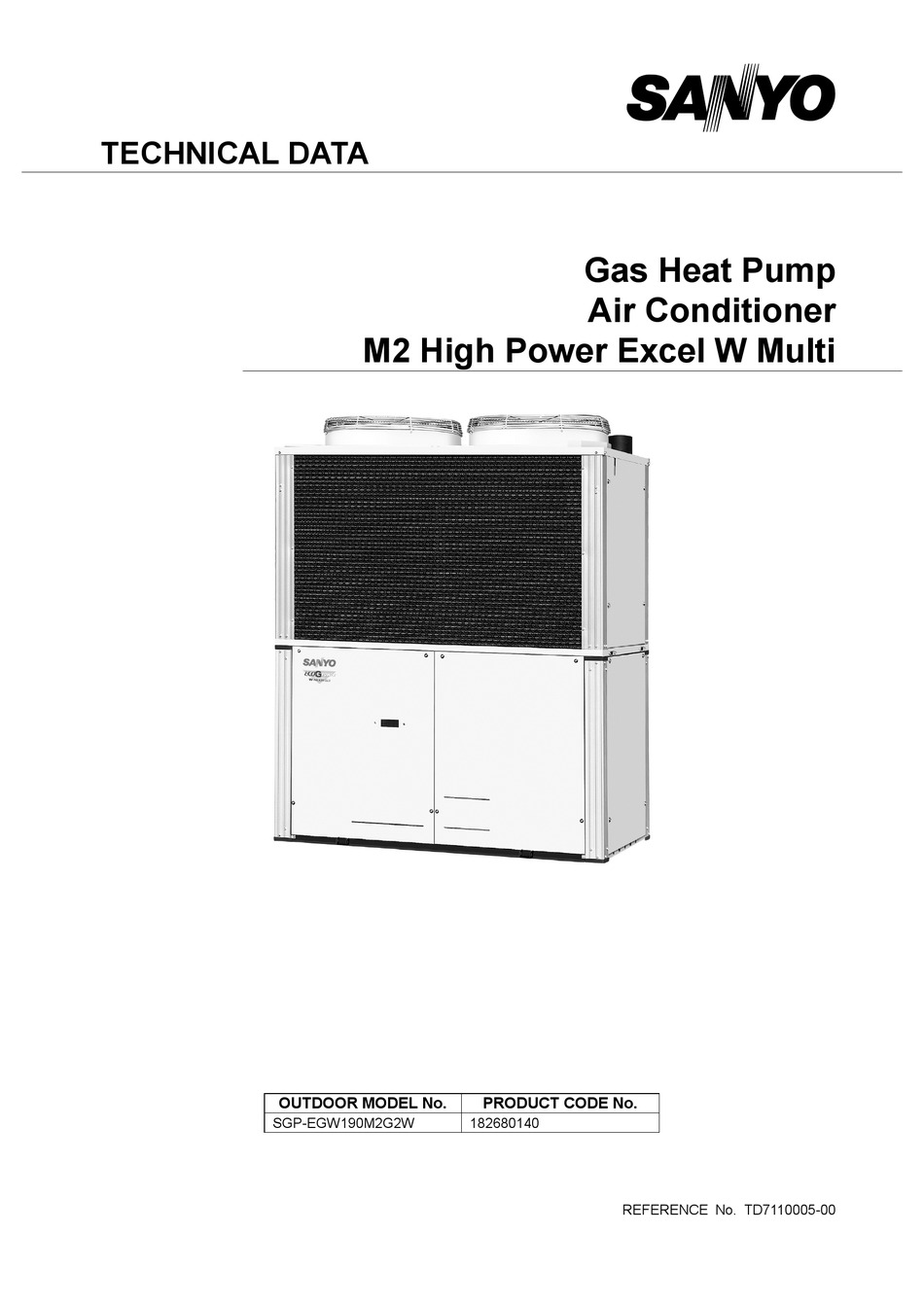 Sanyo Sgp-Egw190M Technical Data Manual Pdf Download | Manualslib