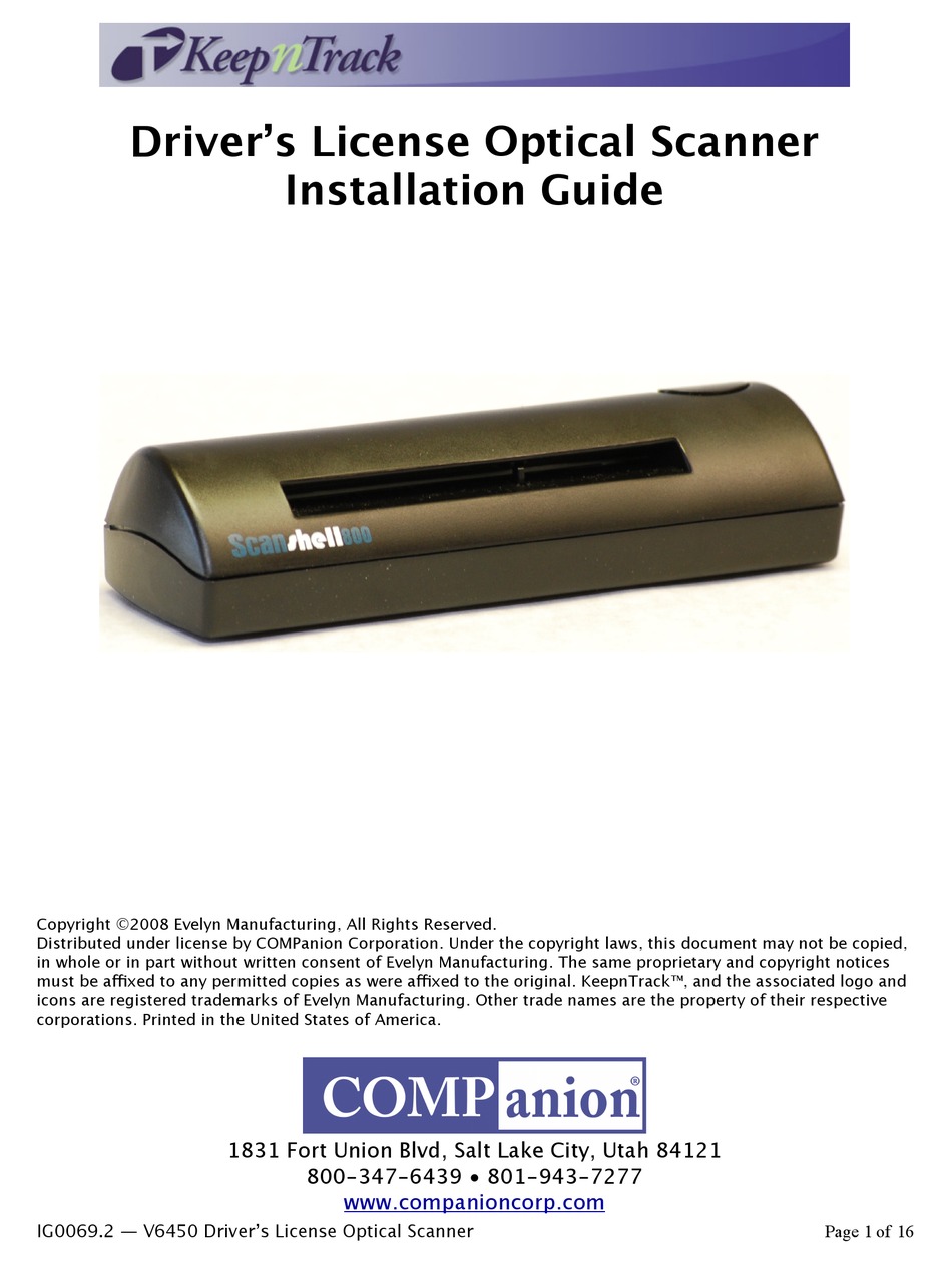 COMPANION SCANSHELL 800 INSTALLATION MANUAL Pdf Download ManualsLib