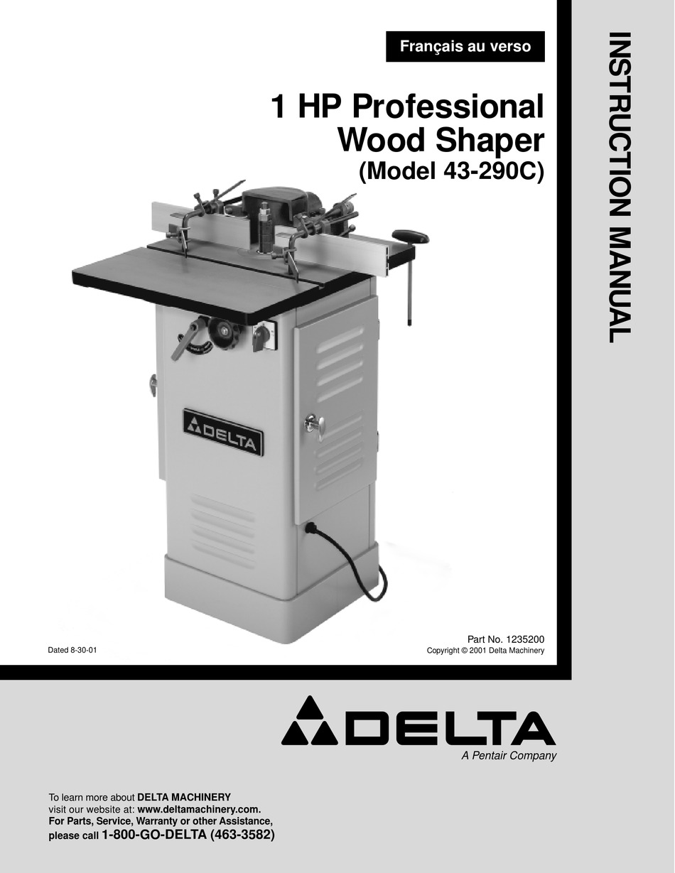 Delta 2 Speed Wood Shaper Model 43-355 Instruction & Parts List Manual #2033