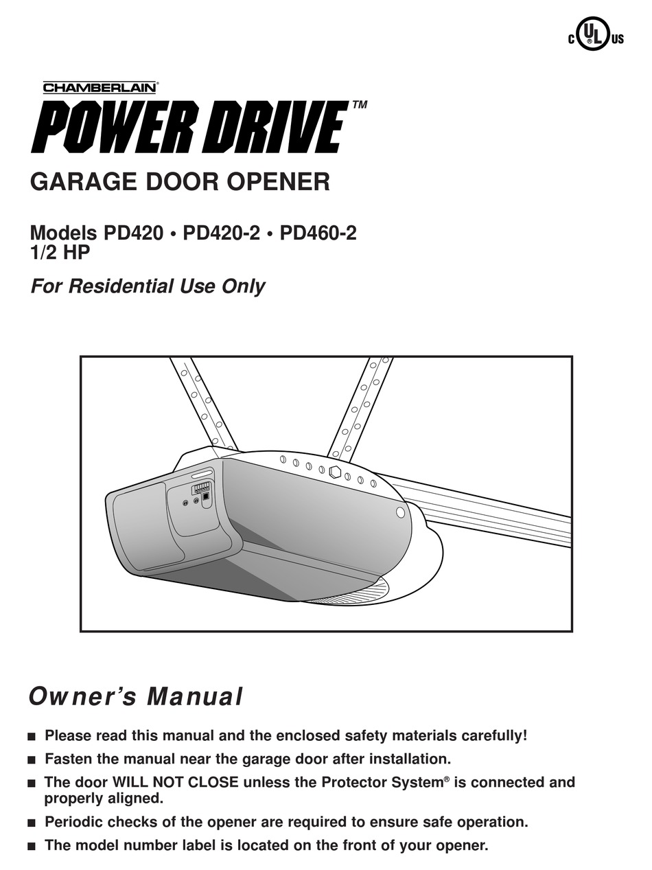 CHAMBERLAIN POWER DRIVE PD420 OWNER'S MANUAL Pdf Download | ManualsLib