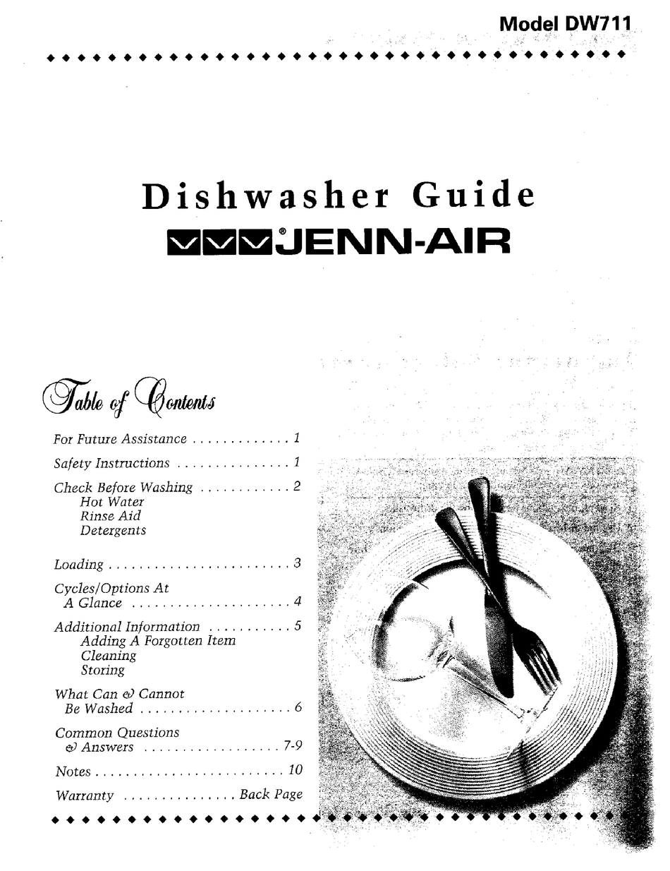 JENNAIR DW711 MANUAL Pdf Download ManualsLib