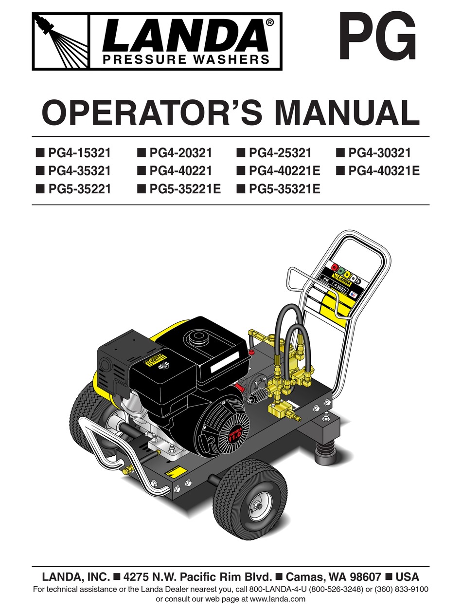 Landa Pg4 15321 Operator S Manual Pdf Download Manualslib
