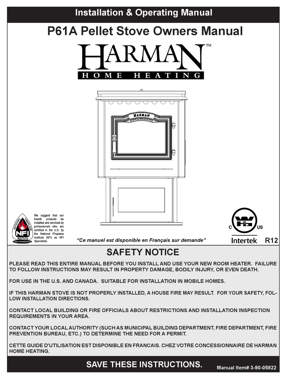 HARMAN HOME HEATING P61A OWNER